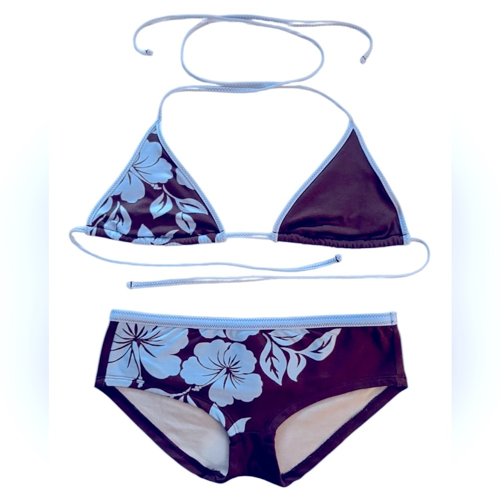 Y2K Tropical Hibiscus Print Bikini Set